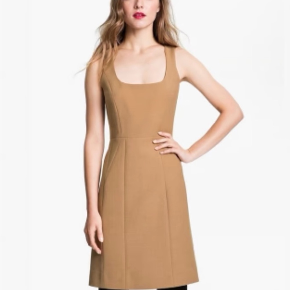 Tory Burch NWT Size 10 Classic Tan Sleeveless Square Neckline Wool Dress (0569) - Picture 3 of 16